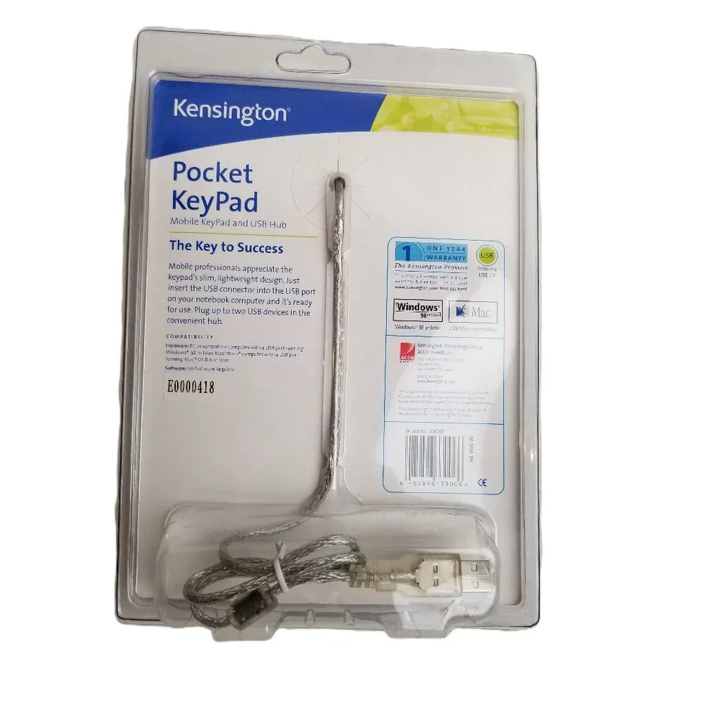 Kensington Pocket KeyPad 33006 USB Numeric Keypad Hub Laptop Accessory Sealed